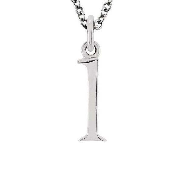 The Abbey Lower Case Initial 'l' Necklace in 14k White Gold, 16 Inch - Picture 1 of 3